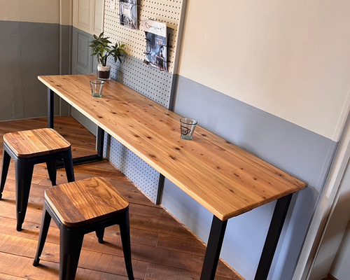 90✕54 カウンターテーブル　ウォールナット　無垢材　アイアン脚 90✕54 カウンターテーブル ウォールナット 無垢材 アイアン脚