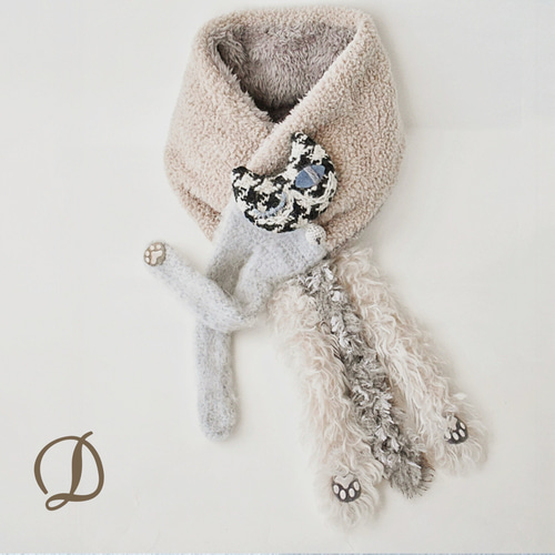 白猫ネックウォーマーマフ ねこさんmocoネックウォーマー☆Dちゃん ネックウォーマー imari