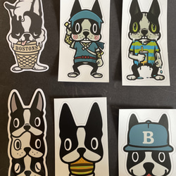 ボストンテリア しゃがむ手描きイラスト原画 ボストンテリア しゃがむ手描きイラスト原画 お手をするボストン