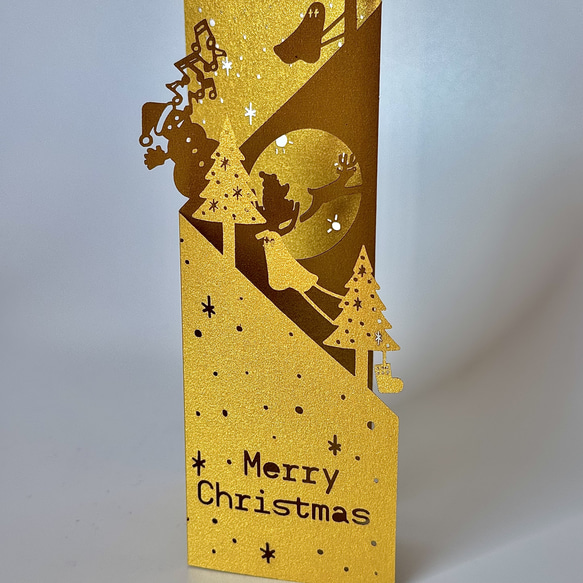 クリスマスのペーパーオブジェ/メッセージカード　ゴールド 10枚目の画像
