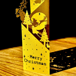クリスマスのペーパーオブジェ/メッセージカード　ゴールド 1枚目の画像