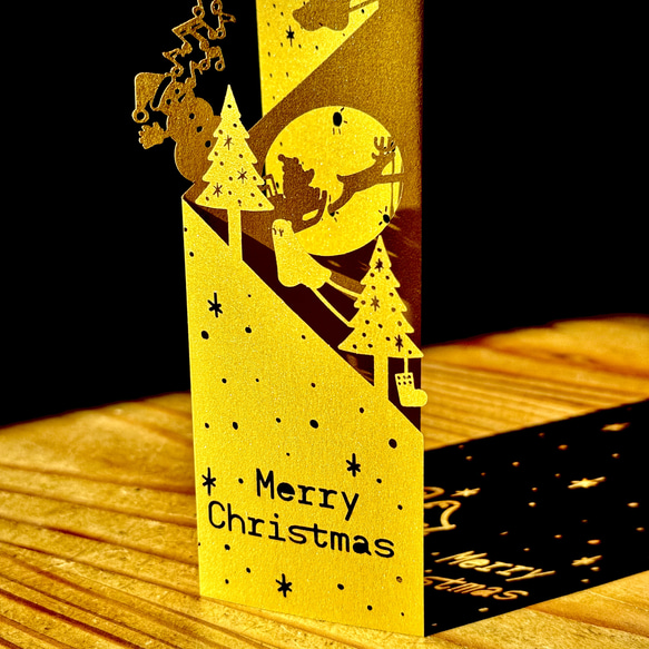 クリスマスのペーパーオブジェ/メッセージカード　ゴールド 1枚目の画像