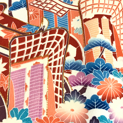 正絹】着物リメイク 豪華振袖ドレス&ショールのセット／キャミ