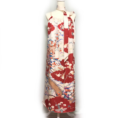 正絹】着物リメイク 豪華振袖ドレス&ショールのセット／キャミ