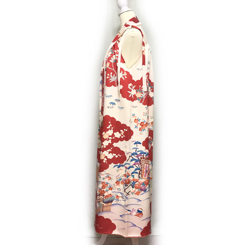 【正絹】着物リメイク 豪華振袖ドレス／キャミワンピースタイプ［330］ 正絹】着物リメイク 豪華振袖ドレス&ショールのセット／キャミ