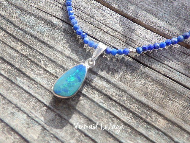 *sv925*Ｇrand Blue Australian Ocean Opal Necklace ラピスラズリ