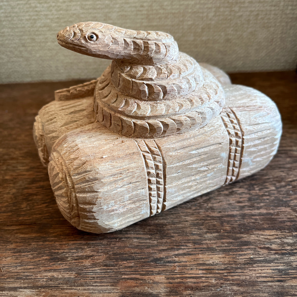 来年の干支の巳年 蛇 2025年 縁起物 米俵 金俵 彫刻 asatsuki 通販