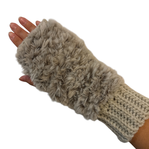 ファー付きアームウォーマー ケーブル編みアームウォーマー ファー付き : 暮らしの生活館
