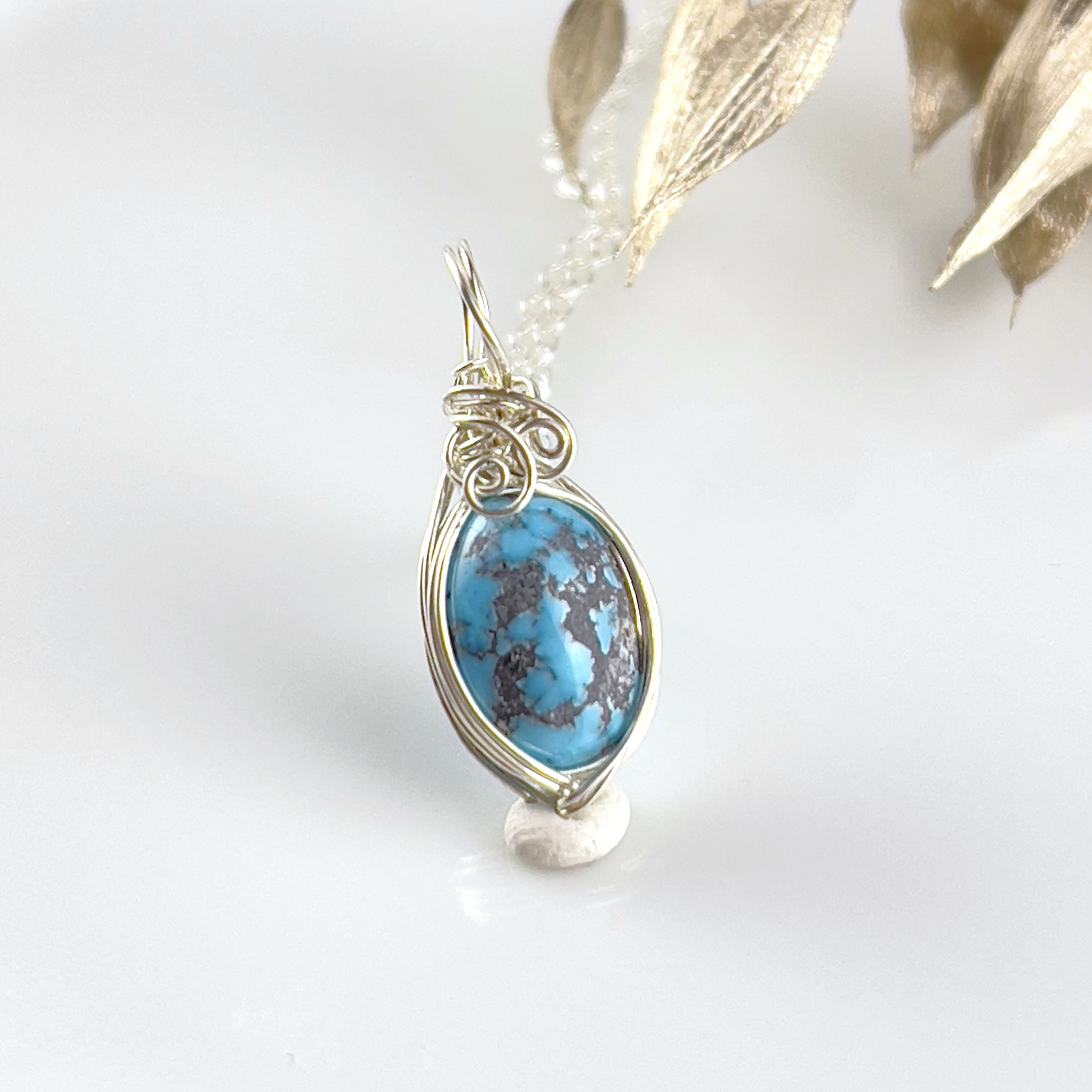 12月の誕生石✨SV925スパイダーターコイズ ペンダントトップ