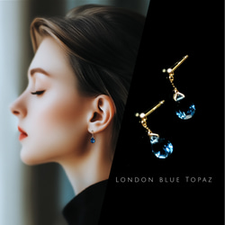 宝石の雫 ロンドンブルートパーズの妖精 ピアス【イヤリング変更可