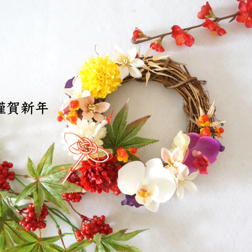 2025年新作】花盛華彩の新春リース しめ縄・しめ飾り hanahi.flower