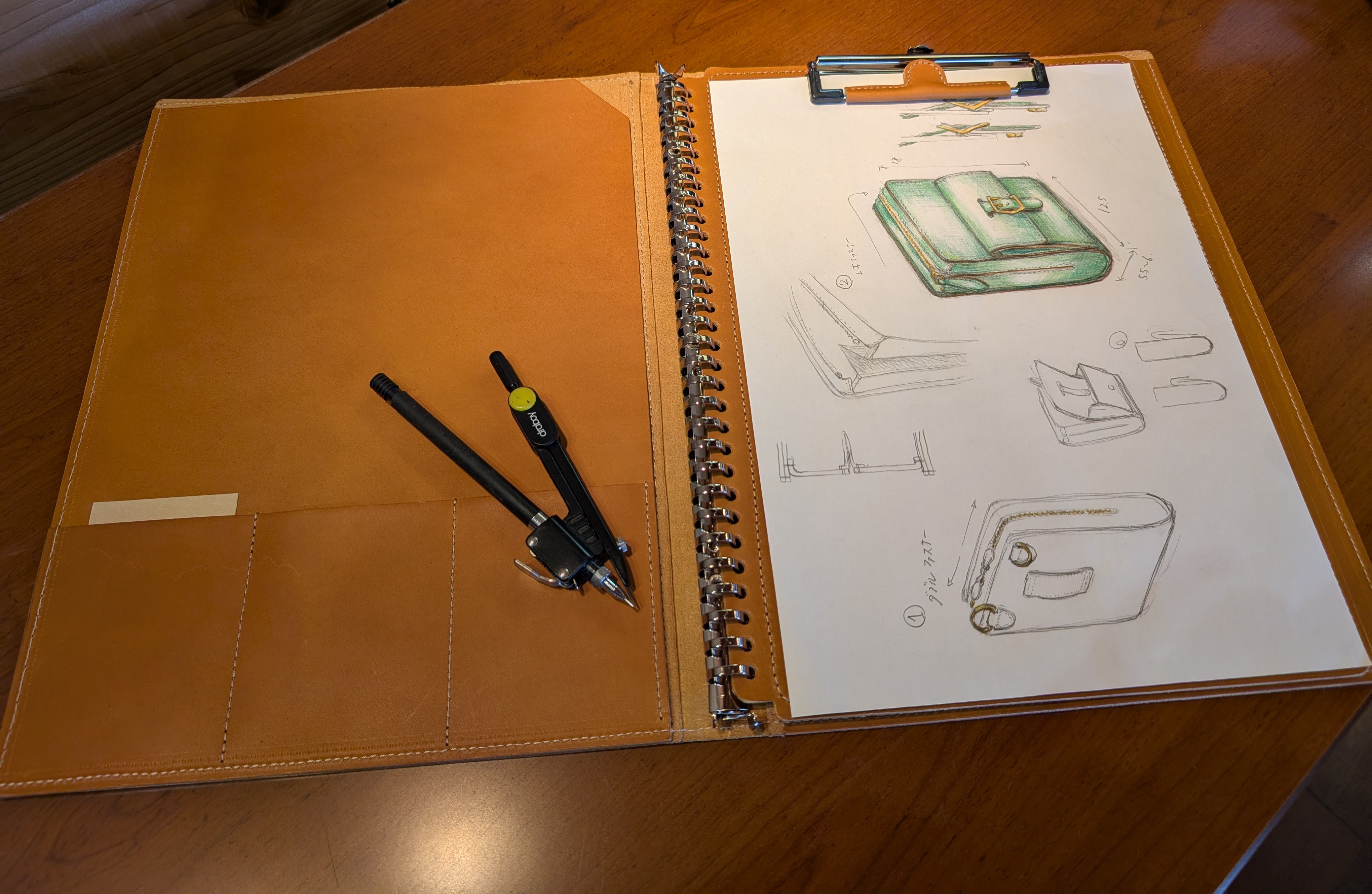 【全色受注再開】【全て手作りの一点もの革小物】一生もの✻取り外せるA4クリップボードバインダー～アルテ・マーノ～