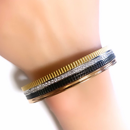 3カラー 三連 キャトル ダイヤ バングル ブレスレット ブレスレット