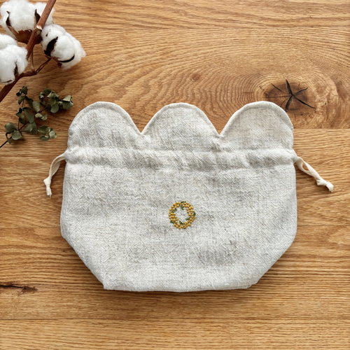 mimosa おまとめ同梱 mimosa 巾着ポーチ☆選べる/マチ無・マチ有☆ミモザ グレー