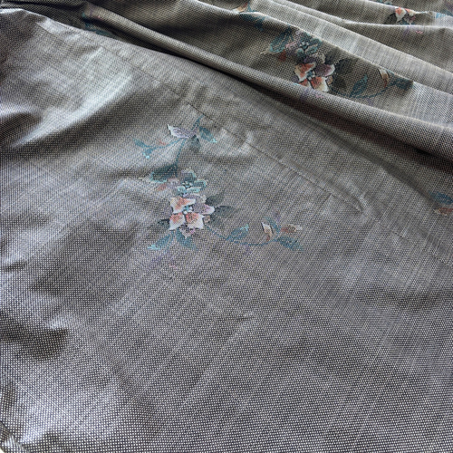 大島紬のゆったりワンピース 茶花 前ボタンで着るのもらくらく 重ね着