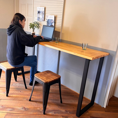 カウンターテーブル ロ型アイアン脚 ハイタイプ 1800×500×925mm