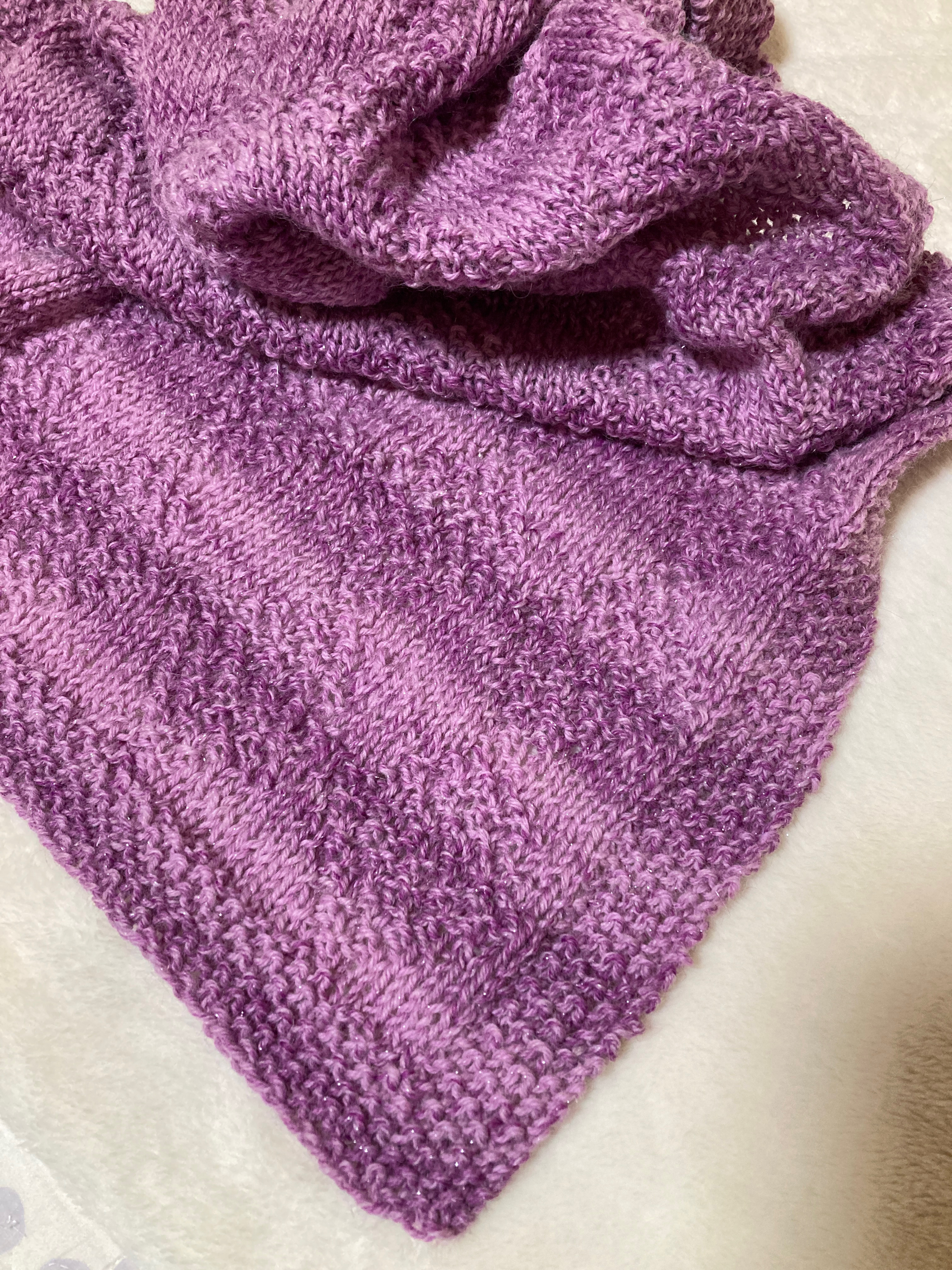 ＊ アーガイルの地模様のひざかけ ＊  北欧毛糸NOVITA  ラメ入り ピンクグラデーション