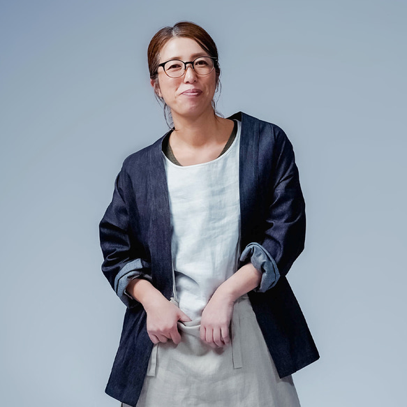 【soco】美シルエット 洗練されしデニムカーディガン / ダークインディゴ h042f-din2 1枚目の画像