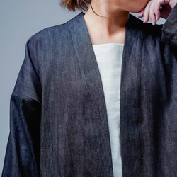 【soco】美シルエット 洗練されしデニムカーディガン / ダークインディゴ h042f-din2 16枚目の画像