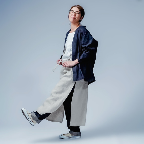 【soco】美シルエット 洗練されしデニムカーディガン / ダークインディゴ h042f-din2 4枚目の画像