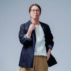 【soco】美シルエット 洗練されしデニムカーディガン / ダークインディゴ h042f-din2 10枚目の画像