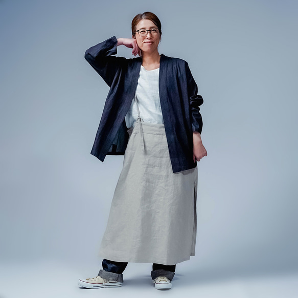 【soco】美シルエット 洗練されしデニムカーディガン / ダークインディゴ h042f-din2 7枚目の画像