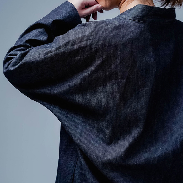 【soco】美シルエット 洗練されしデニムカーディガン / ダークインディゴ h042f-din2 17枚目の画像