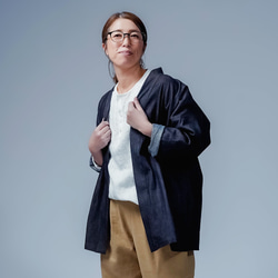 【soco】美シルエット 洗練されしデニムカーディガン / ダークインディゴ h042f-din2 9枚目の画像