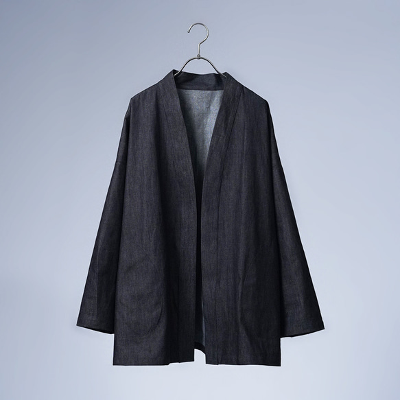 【soco】美シルエット 洗練されしデニムカーディガン / ダークインディゴ h042f-din2 19枚目の画像