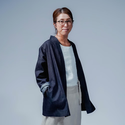 【soco】美シルエット 洗練されしデニムカーディガン / ダークインディゴ h042f-din2 2枚目の画像