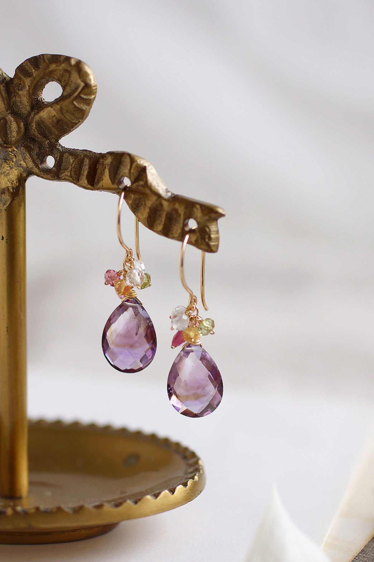 14kgf-アメジストと秋桜のピアス