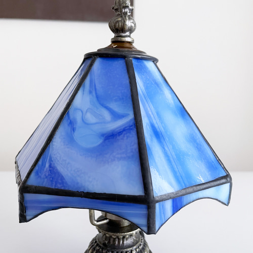 送料無料】ステンドグラス ミニランプ（ブルーパープル） オール