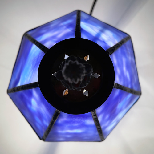 送料無料】ステンドグラス ミニランプ（ブルーパープル） オール