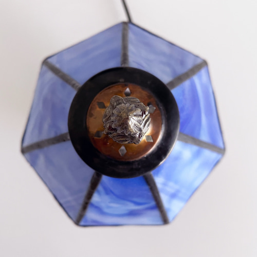 送料無料】ステンドグラス ミニランプ（ブルーパープル） オール