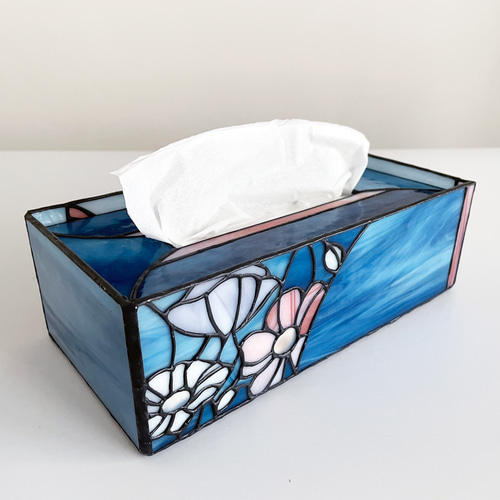 ステンドグラス　ティッシュボックスケース 送料無料！】〜GARDEN＆HACHIDORI〜ステンドグラス ティッシュ