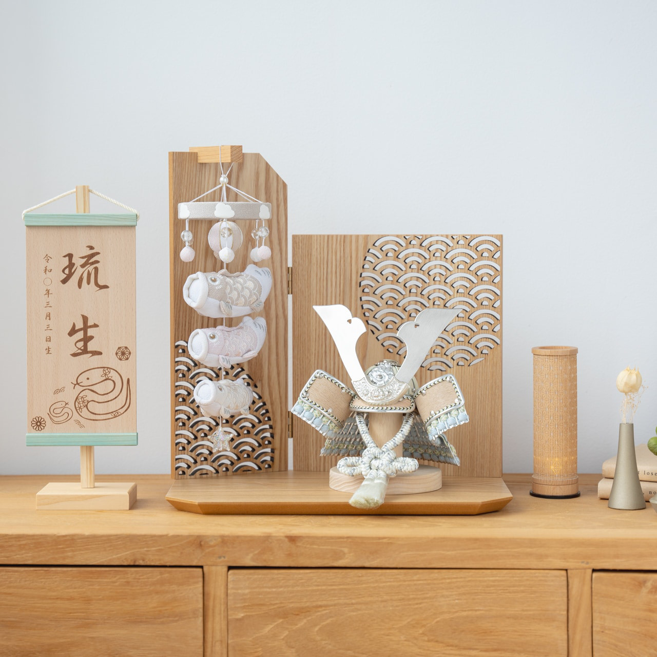 ことのオリジナル兜（5S-0503）（そら）吊るし鯉セットN｜コンパクトな五月人形｜節句兜