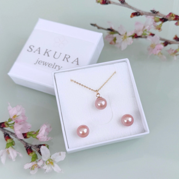 当店人気No.1 希少 桜色ピンク 淡水パール ネックレス ピアス
