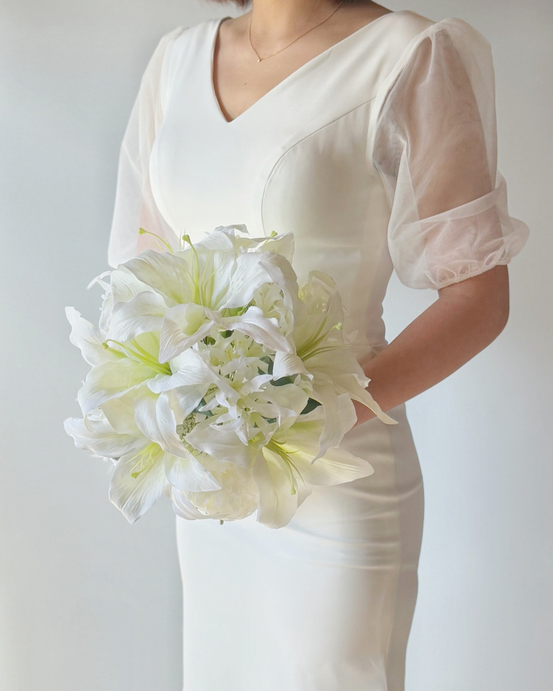 即納品可能⟡.* ラウンドブーケ/カサブランカ/ピオニー ウェディングブーケ