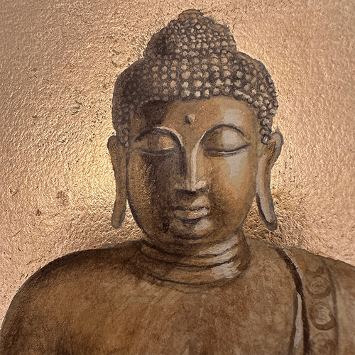 仏画-釈迦如来像」-金色の色紙絵(どんす付き) ※純金箔使用 絵画 開運