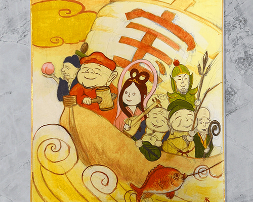 七福神の乗った宝船」 絵画 開運絵師工房 通販 18648007｜Creema(クリーマ)