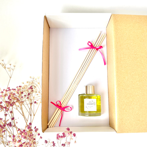 彩り香るペパーミントのアロマディフューザー 自然素材100％の精油