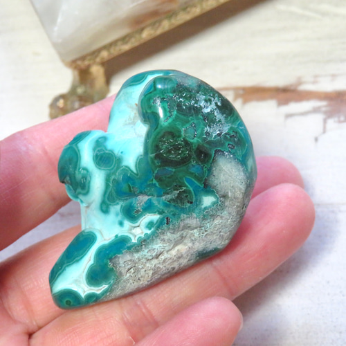 美しい鉱物標本】クリソコラ・マラカイトの共生原石／50グラム