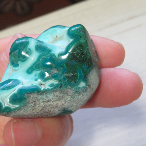 美しい鉱物標本】クリソコラ・マラカイトの共生原石／50グラム その他