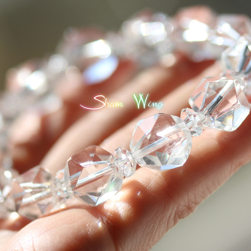 キラキラ☆水晶スターカット☆ブレスレット✿天然石 ブレスレット 【癒