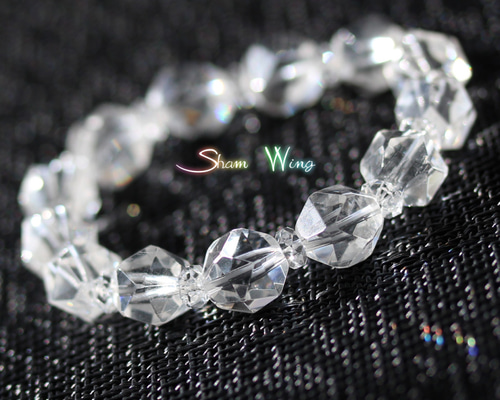 美品 ブレスレット 水晶 クリスタル キラキラ☆水晶スターカット☆ブレスレット✿天然石 ブレスレット 【癒