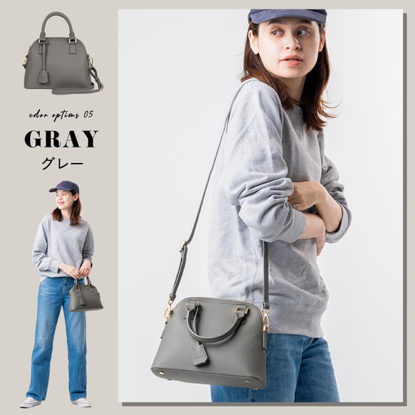 シュリンクレザー ショルダーベルト付き ダブルファスナー ミニハンドバッグ（stb-152） 7枚目の画像