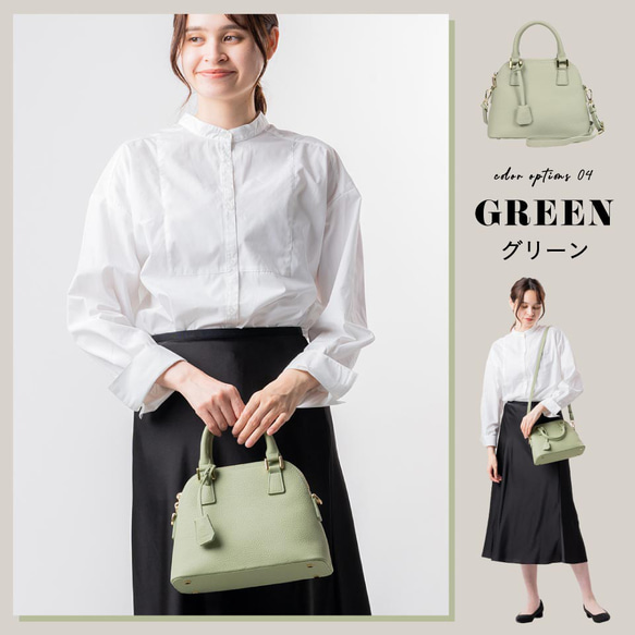 シュリンクレザー ショルダーベルト付き ダブルファスナー ミニハンドバッグ（stb-152） 6枚目の画像