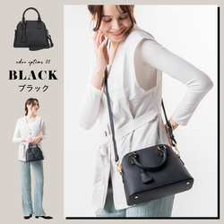 シュリンクレザー ショルダーベルト付き ダブルファスナー ミニハンドバッグ（stb-152） 3枚目の画像