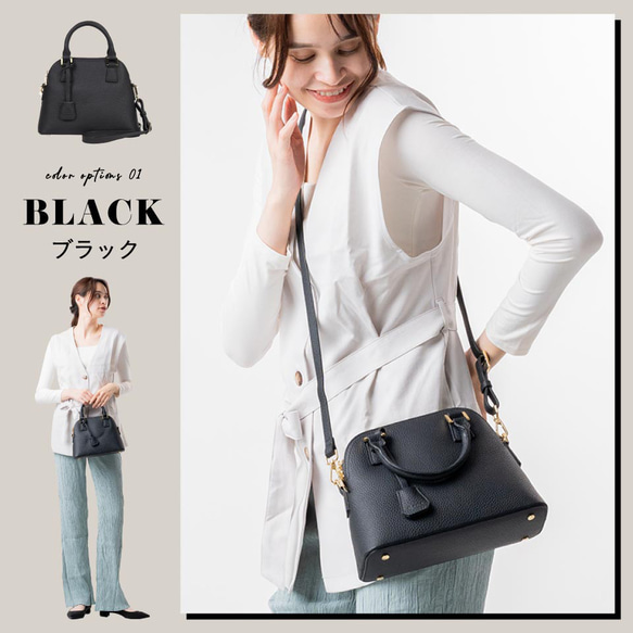シュリンクレザー ショルダーベルト付き ダブルファスナー ミニハンドバッグ（stb-152） 3枚目の画像