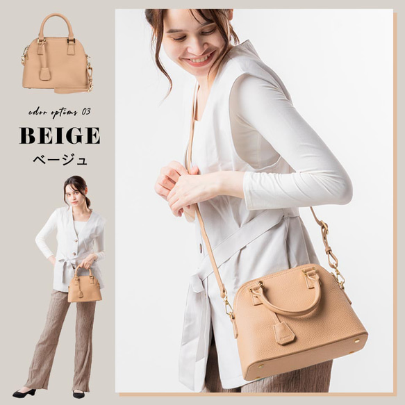 シュリンクレザー ショルダーベルト付き ダブルファスナー ミニハンドバッグ（stb-152） 5枚目の画像